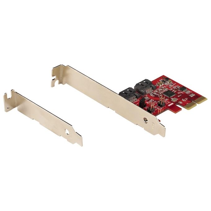 StarTech 2P6GR-PCIE-SATA-CARD Scheda di Espansione PCIe SATA 2 Porte 6Gbps Controller RAID ASM1062R Profilo Alto-Basso colore Rosso