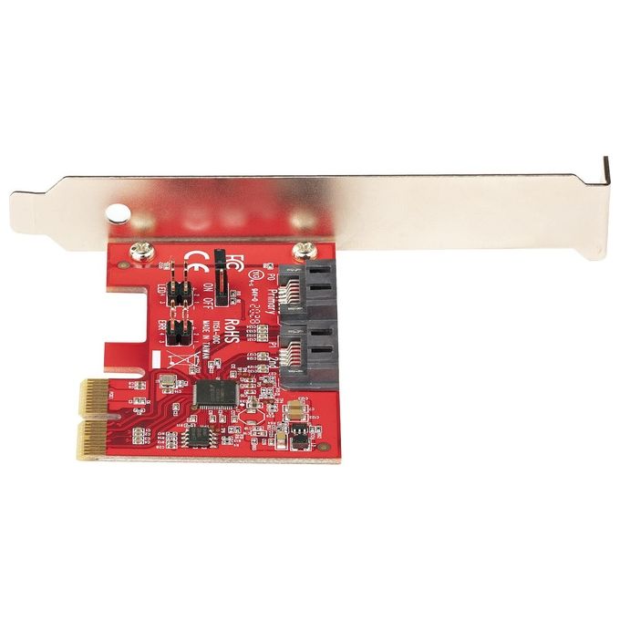 StarTech 2P6GR-PCIE-SATA-CARD Scheda di Espansione PCIe SATA 2 Porte 6Gbps Controller RAID ASM1062R Profilo Alto-Basso colore Rosso