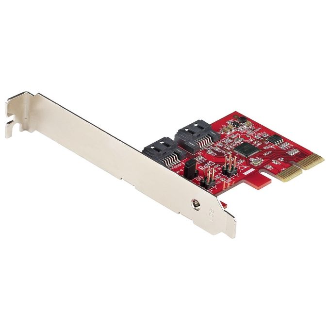 StarTech 2P6GR-PCIE-SATA-CARD Scheda di Espansione PCIe SATA 2 Porte 6Gbps Controller RAID ASM1062R Profilo Alto-Basso colore Rosso