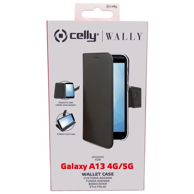 Celly Cover in Similpelle Wally per Samsung A13 4G 5G Nero