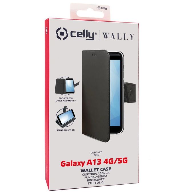 Celly Cover in Similpelle Wally per Samsung A13 4G 5G Nero