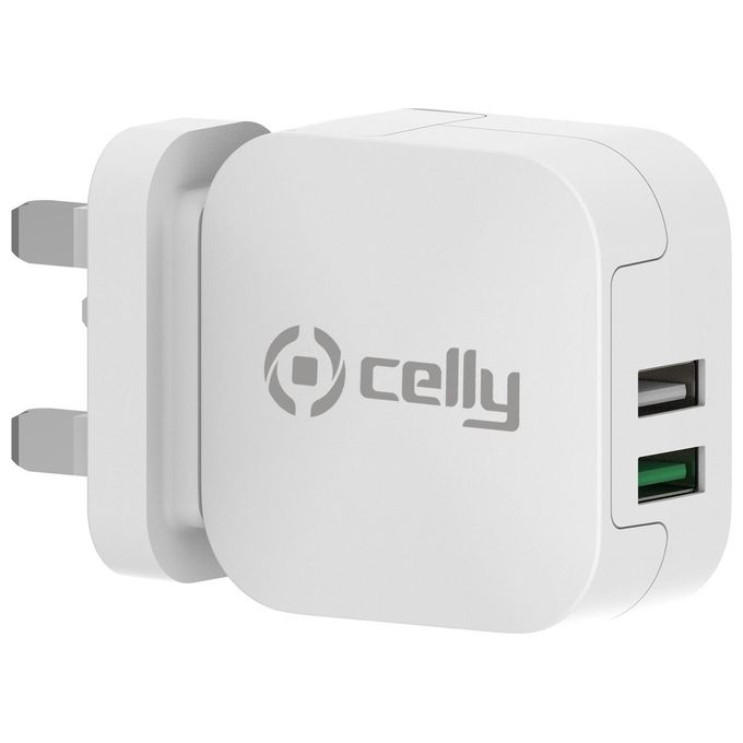 Celly Caricabatterie Cellulare Turbo 2 Usb 2.4A Bianco