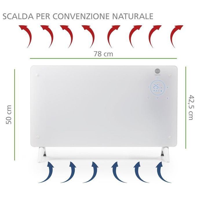 Macom 937 Enjoy and Relax Thermo Glass Termoconvettore 2000 W timer 24h termostato ambiente touch screen telecomando colore Bianco