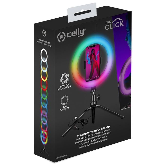 Celly Ring Light Rgb 8 Nero