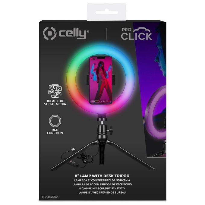 Celly Ring Light Rgb 8 Nero