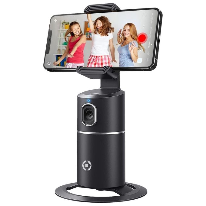 Celly CLICKTRACKPROBK Supporto per Smartphone Auto-Tracking Supporto Attivo con Auto-Tracking e Rotazione Automatica per Video Selfie 360° Compatibile con Smartphone fino a 9 cm Base Antiscivolo e Filettatura per Treppiede colore Nero