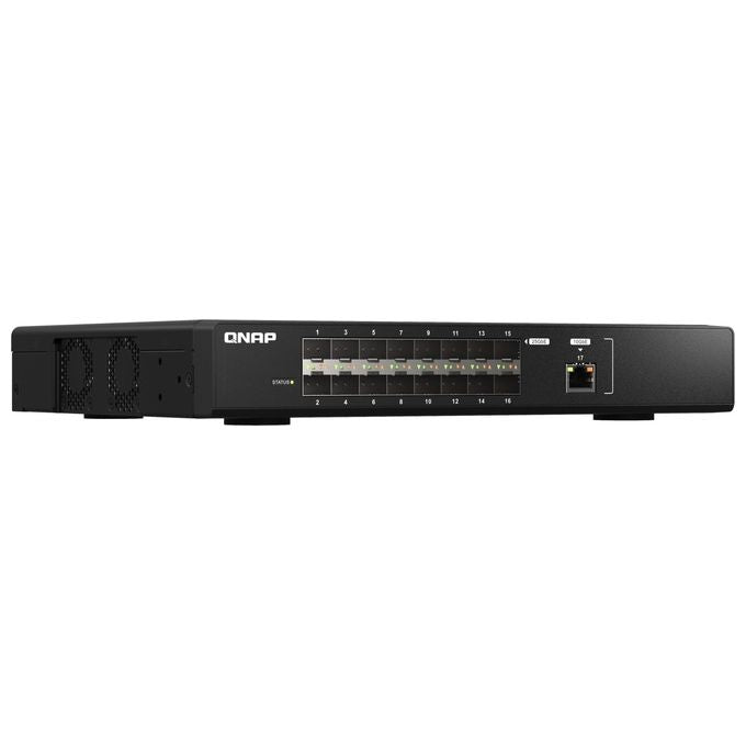 QNAP 4374888 QSW-M5216-1T Switch Gestito L2 16 Porte 25GbE SFP28 1 Porta 10GbE NBASE-T Capacita' di Commutazione 820 Gbps colore Nero