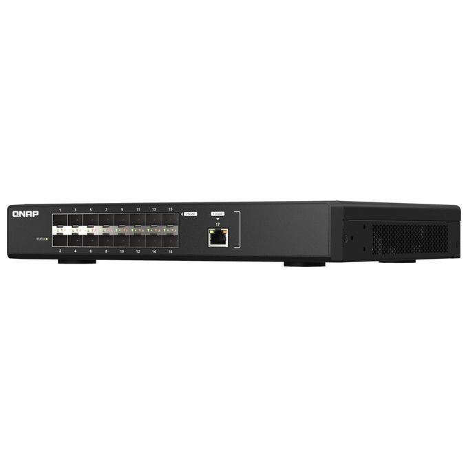 QNAP 4374888 QSW-M5216-1T Switch Gestito L2 16 Porte 25GbE SFP28 1 Porta 10GbE NBASE-T Capacita' di Commutazione 820 Gbps colore Nero