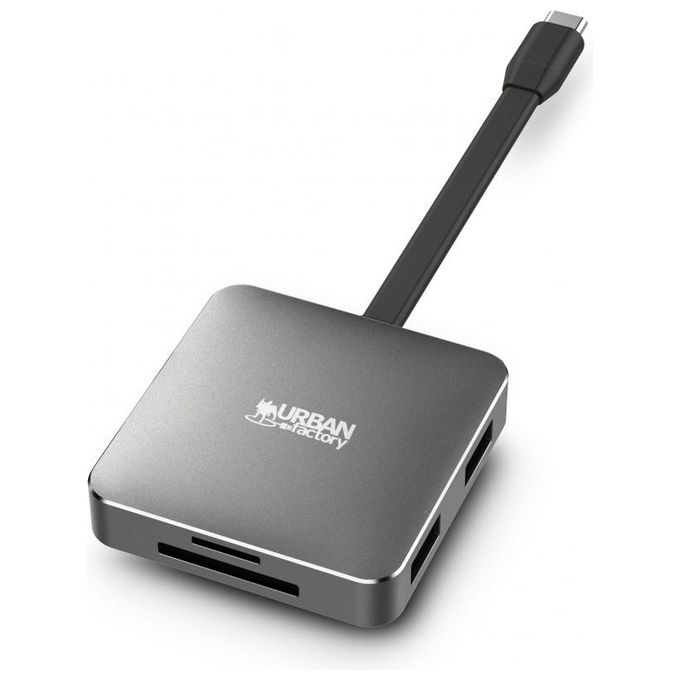 Urban Factory TCM05UF HUBEE LIGHT Mini Hub USB-C con HDMI 4K USB 3.2 Gen 1 e Lettore SD MicroSD 100W colore Grigio