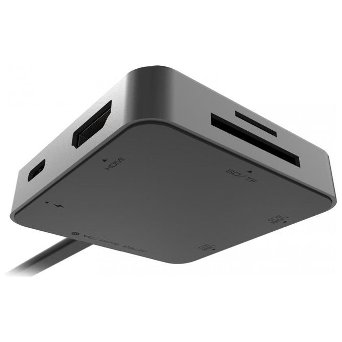 Urban Factory TCM05UF HUBEE LIGHT Mini Hub USB-C con HDMI 4K USB 3.2 Gen 1 e Lettore SD MicroSD 100W colore Grigio