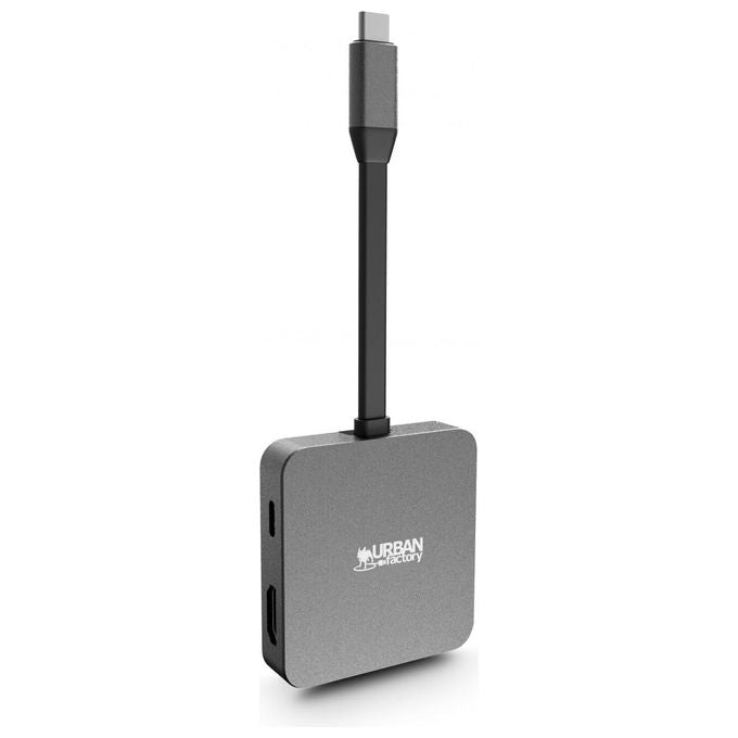 Urban Factory TCM05UF HUBEE LIGHT Mini Hub USB-C con HDMI 4K USB 3.2 Gen 1 e Lettore SD MicroSD 100W colore Grigio