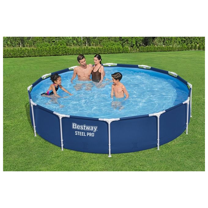 Bestway 56706 Steel Pro Piscina Fuori Terra Rotonda con Telaio 366x76 cm 6473 L colore Blu