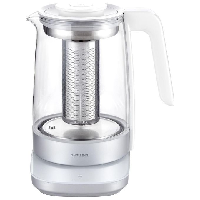ZWILLING 1008907 ENFINIGY Bollitore Elettrico in Vetro 1 7 L 1850 W 6 Livelli Temperatura Touchscreen colore Bianco