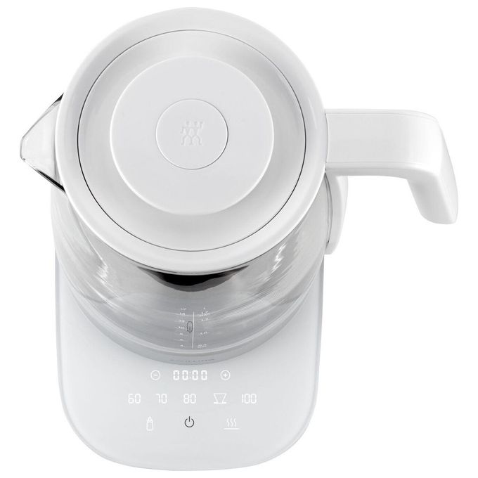 ZWILLING 1008907 ENFINIGY Bollitore Elettrico in Vetro 1 7 L 1850 W 6 Livelli Temperatura Touchscreen colore Bianco