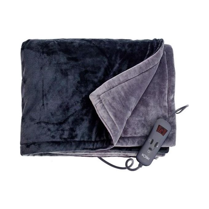 Solac S95507500 Reikiavik Coperta Elettrica 10 Livelli di Calore Spegnimento Automatico e Protezione Surriscaldamento Lavabile in Lavatrice 150 W colore Grigio Nero