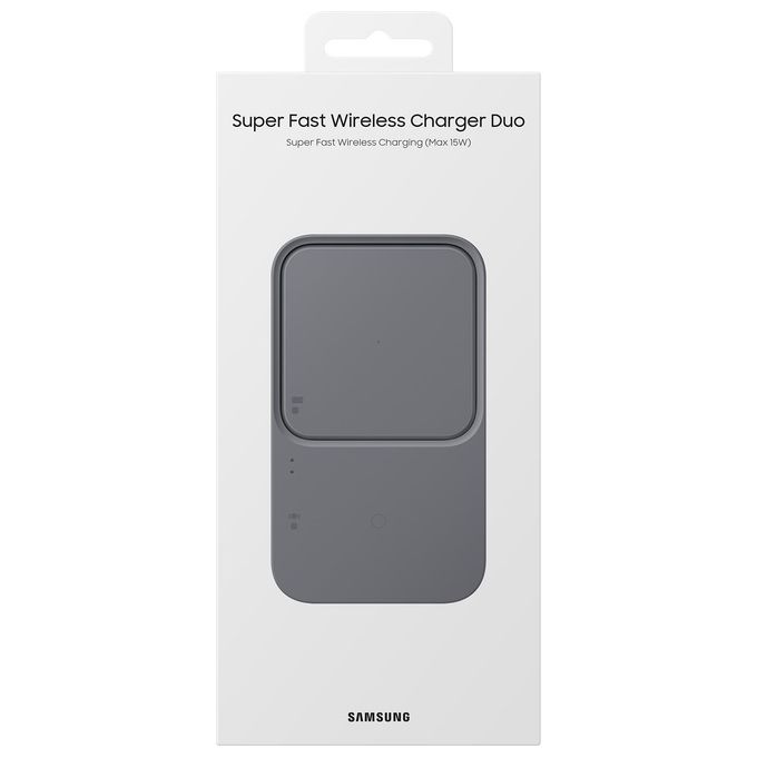 Samsung EP-P5400TBEGEU Super Fast Wireless Charger Duo 15W compatibile Smartphone Galaxy Watch Cuffie colore Grigio