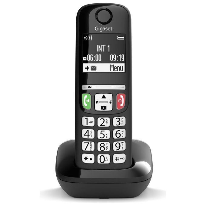 Gigaset S30852H2816K131 E270 Telefono Cordless DECT Senior Vivavoce Tasti Grandi Display 2'' Rubrica 100 Nomi colore Nero