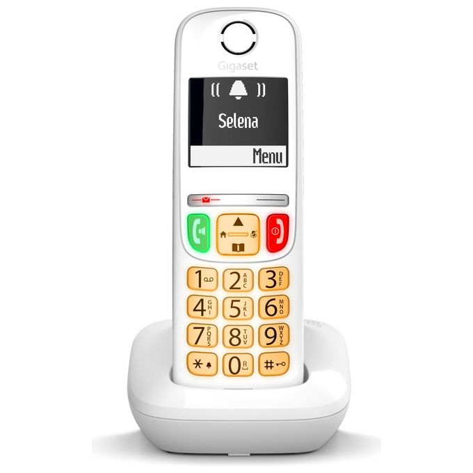 Gigaset S30852H2816K132 E270 Telefono Cordless DECT Display 2'' Vivavoce Rubrica 100 Tasti Grandi colore Bianco
