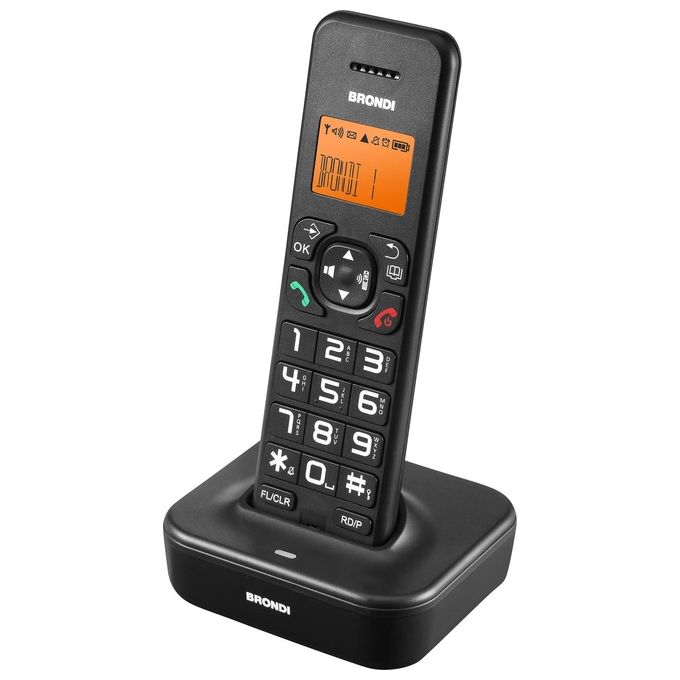Brondi 10278070 Bravo Star Telefono Cordless DECT Vivavoce Display LCD Rubrica 50 Voci Identificatore di Chiamata colore Nero