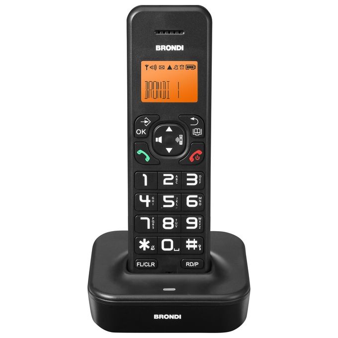 Brondi 10278070 Bravo Star Telefono Cordless DECT Vivavoce Display LCD Rubrica 50 Voci Identificatore di Chiamata colore Nero