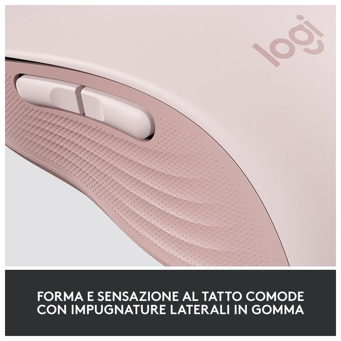 Logitech 910-006237 Signature M650 L Mouse Wireless Full Size Bluetooth Logi Bolt Clic Silenziosi 5 Tasti colore Rosa