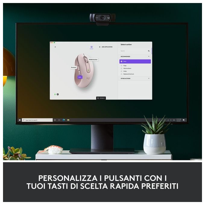 Logitech 910-006237 Signature M650 L Mouse Wireless Full Size Bluetooth Logi Bolt Clic Silenziosi 5 Tasti colore Rosa