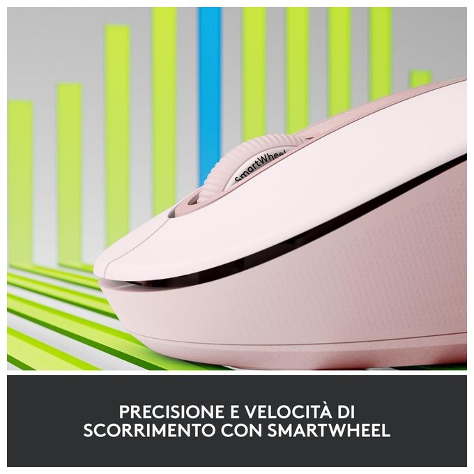 Logitech 910-006237 Signature M650 L Mouse Wireless Full Size Bluetooth Logi Bolt Clic Silenziosi 5 Tasti colore Rosa