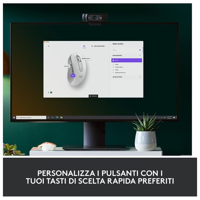 Logitech 910-006255 Signature M650 Mouse Wireless Bluetooth Ottico 2000 DPI Clic Silenziosi colore Bianco
