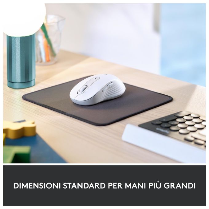 Logitech 910-006238 Signature M650 L Mouse Wireless Scrolling Intelligente 4000 DPI Connettivita' Bluetooth e Logi Bolt Batteria 24 Mesi Clic Silenziosi colore Bianco