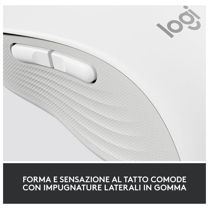 Logitech 910-006255 Signature M650 Mouse Wireless Bluetooth Ottico 2000 DPI Clic Silenziosi colore Bianco
