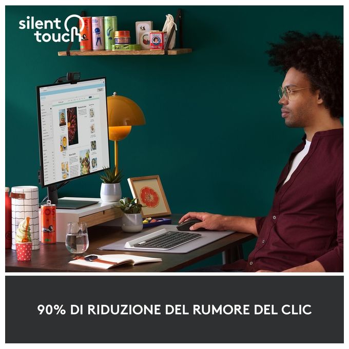 Logitech 910-006253 Signature M650 Mouse Wireless Bluetooth Ottico 2000 DPI 5 Tasti Clic Silenzioso colore Grafite