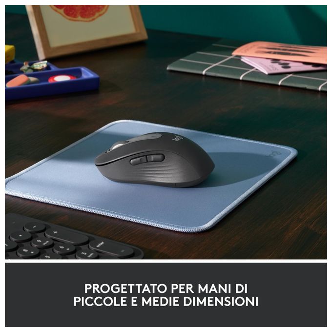 Logitech 910-006253 Signature M650 Mouse Wireless Bluetooth Ottico 2000 DPI 5 Tasti Clic Silenzioso colore Grafite