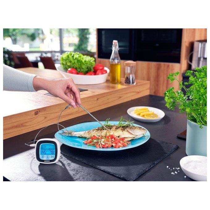 Leifheit 3223 Termometro Digitale per Arrosto e Barbecue Sonda 100 cm Resistente 380°C Timer Allarme colore Bianco