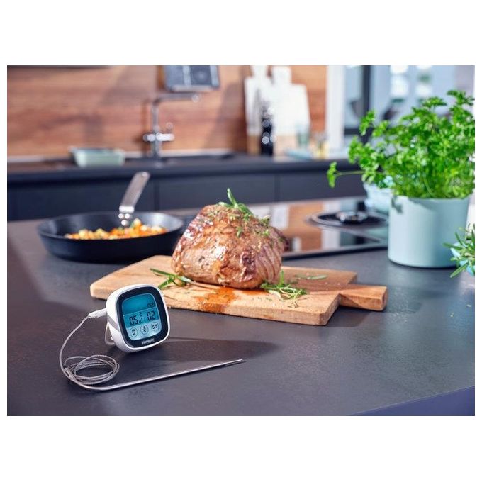Leifheit 3223 Termometro Digitale per Arrosto e Barbecue Sonda 100 cm Resistente 380°C Timer Allarme colore Bianco
