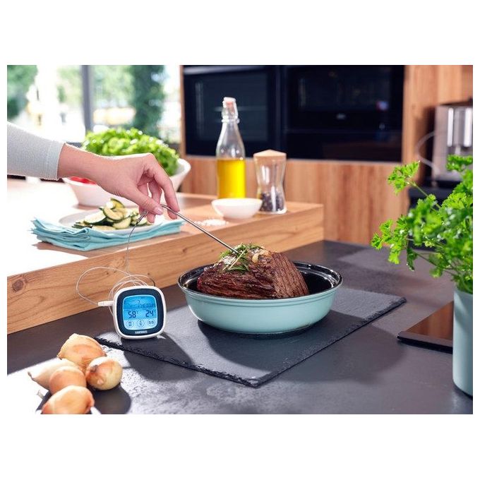 Leifheit 3223 Termometro Digitale per Arrosto e Barbecue Sonda 100 cm Resistente 380°C Timer Allarme colore Bianco