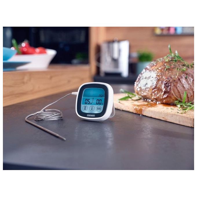Leifheit 3223 Termometro Digitale per Arrosto e Barbecue Sonda 100 cm Resistente 380°C Timer Allarme colore Bianco