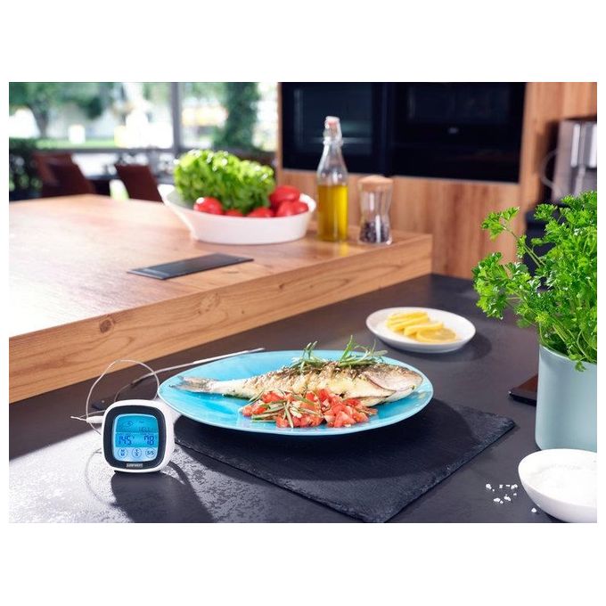 Leifheit 3223 Termometro Digitale per Arrosto e Barbecue Sonda 100 cm Resistente 380°C Timer Allarme colore Bianco