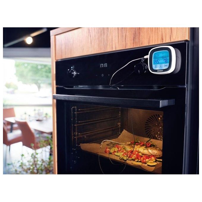 Leifheit 3223 Termometro Digitale per Arrosto e Barbecue Sonda 100 cm Resistente 380°C Timer Allarme colore Bianco
