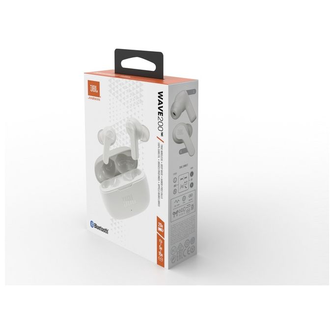 JBL JBLW200TWSWHT Wave 200TWS Auricolari In-Ear True Wireless Bluetooth 5.0 Microfono IPX2 20 ore colore Bianco