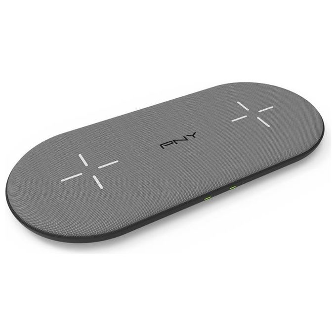 PNY P-AC-2QI-KEBA10W1-RB Caricatore Wireless 2 in 1 Qi 20W 2 dispositivi colore Grigio