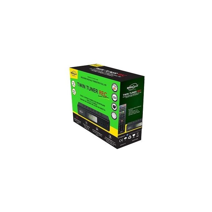Digiquest RICD1201_SE Twin Tuner Small Edition Decoder Digitale Terrestre DVB-T2 Full HD PVR Doppio Sintonizzatore Ethernet colore Nero
