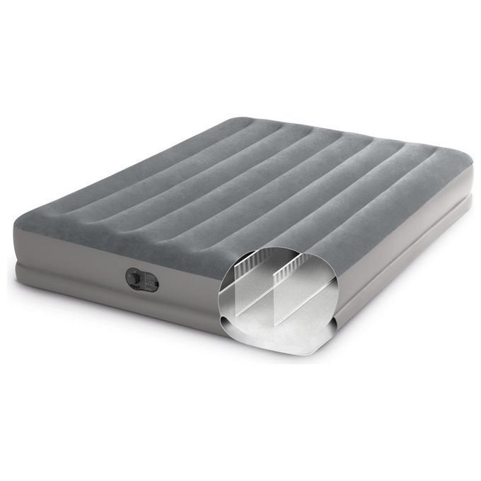 Intex 64114 Dura-Beam Materasso Gonfiabile Matrimoniale Fiber-Tech Pompa USB 272 Kg 203x152x30 cm colore Grigio