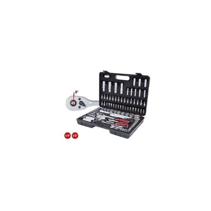 KS TOOLS 917.0796 Set di Bussole 96 Pezzi 1-4'' e 1-2'' in Acciaio al Cromo Vanadio con Profilo FlankTraction Valigetta in Plastica colore Nero
