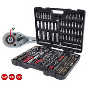 KS Tools 918.0795 Serie di chiavi a bussola CHROMEplus 195 pezzi 1-4'' + 3-8'' + 1-2'' attacco quadro 72 denti cricco Flank Traction valigetta colore Nero