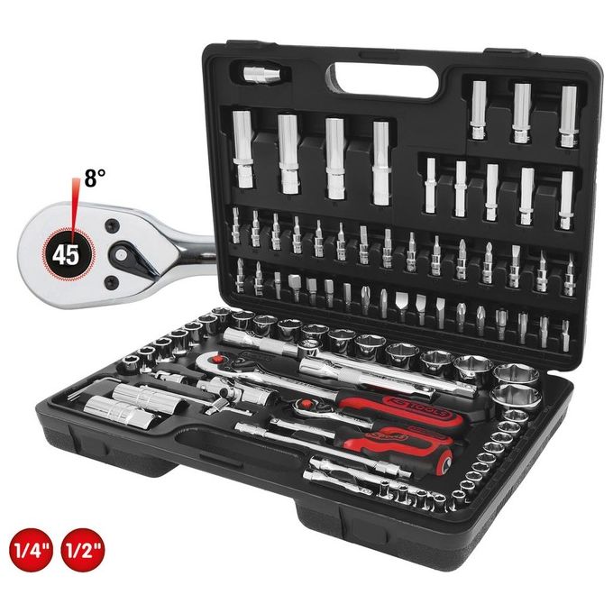 KS Tools 918.0796 CHROMEplus Set di Chiavi a Bussola 96 Pezzi Acciaio Cromo Vanadio FlankTraction Valigetta Plastica colore Nero