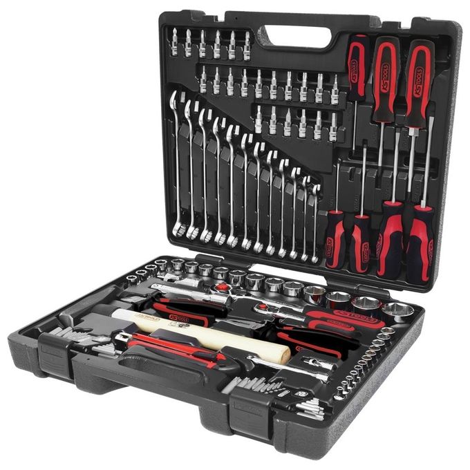 KS TOOLS 918.0797 CHROMEplus Serie di utensili universali 97 pezzi con profilo FlankTraction e acciaio al cromo vanadio custodia trasparente colore Trasparente