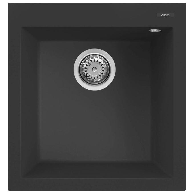 Elleci LGQ10240 Quadra 102 Lavello da incasso 1 vasca Granitek 47x50 cm installazione sopratop colore Nero
