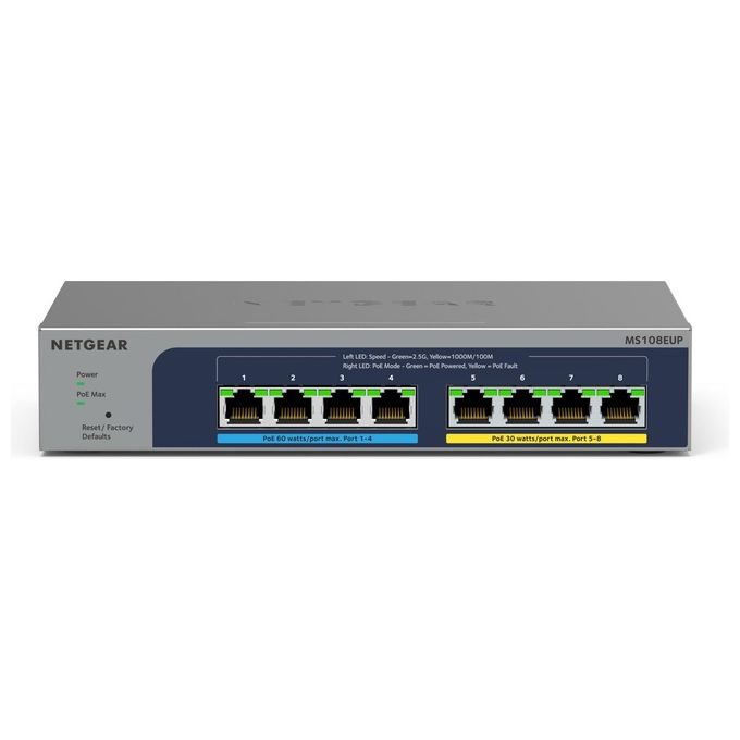 NETGEAR MS108EUP-100EUS MS108EUP Switch Gestito L2-L3 8 porte 2.5G Ethernet PoE++ 230 W colore Grigio