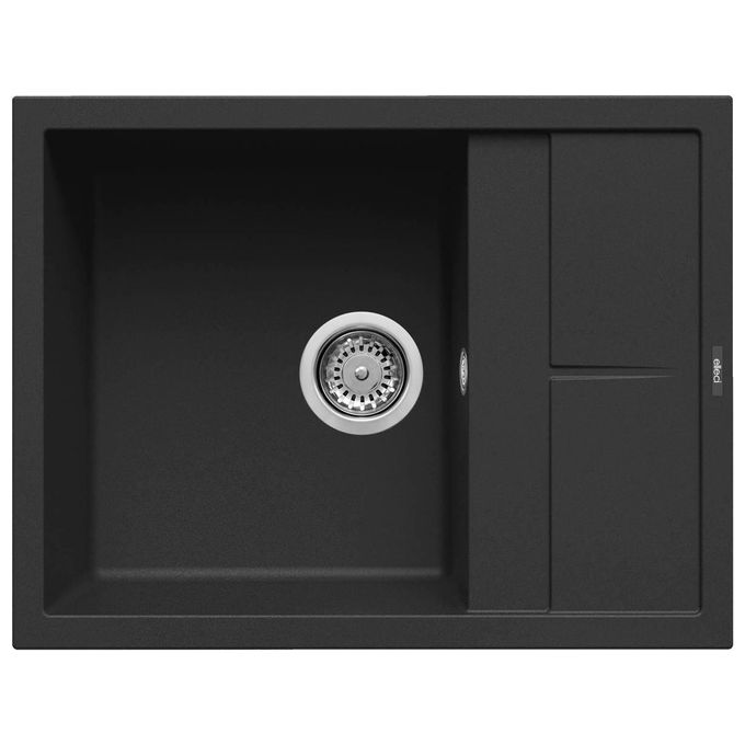 Elleci LKU12586 Unico 125 Lavello da Incasso 1 Vasca con Gocciolatoio Reversibile 65 x 50 cm in Keratek colore Nero