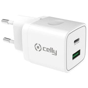 Celly Caricabatterie Cellulare 2 Usb Usb-C 20W Bianco